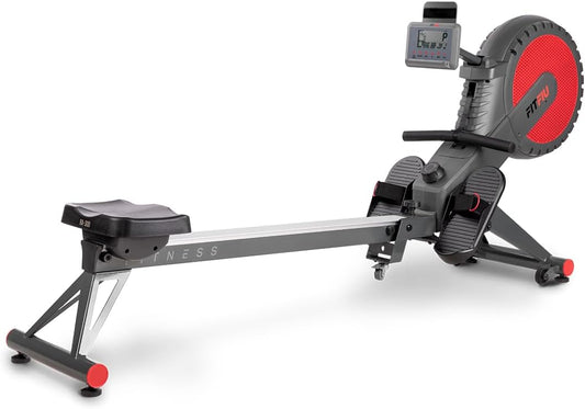 FITFIU Fitness RA-300 - Rameur Pliable avec résistance à air et siège rembourré, rameur pour Cardio et Cross Training, 12 Niveaux de résistance, Poids Max. de l'utilisateur 110kg