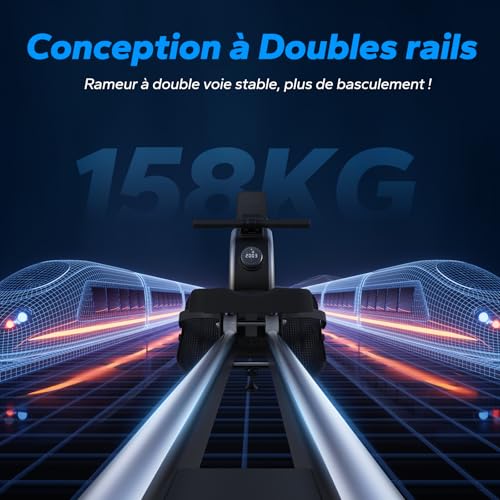 MERACH Rameur Musculation D'appartement, 16 Niveaux de Résistance, Rameur Magnétique Silencieux avec APP Exclusive, Rails Doubles Améliorés pour Plus de Stabilité, Assemblage Facile