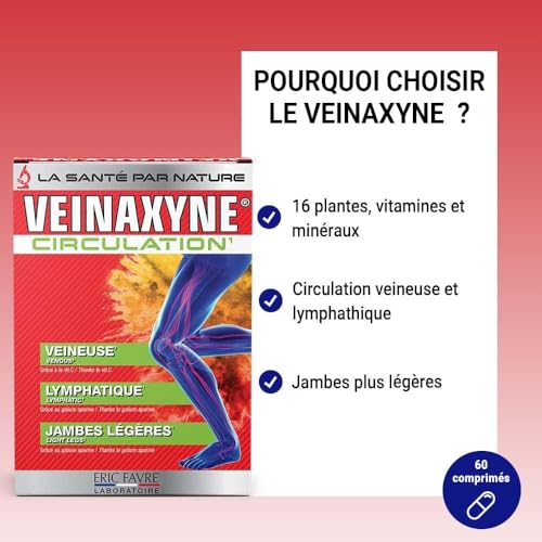 Eric Favre Circulation Sanguine Jambes Veinaxyne pour Action drainante Jambes Lourdes et Chevilles Gonflées