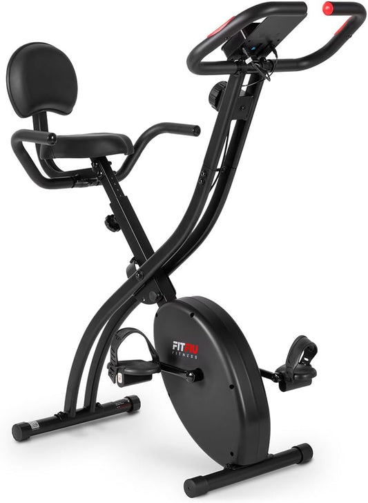FITFIU Fitness BEST-220 - Vélo d'appartement pliable avec dossier et selle réglables, disque d'inertie de 8kg, moniteur fréquence cardiaque, réglable sur 8 niveaux, cardio, poids max. 110kg