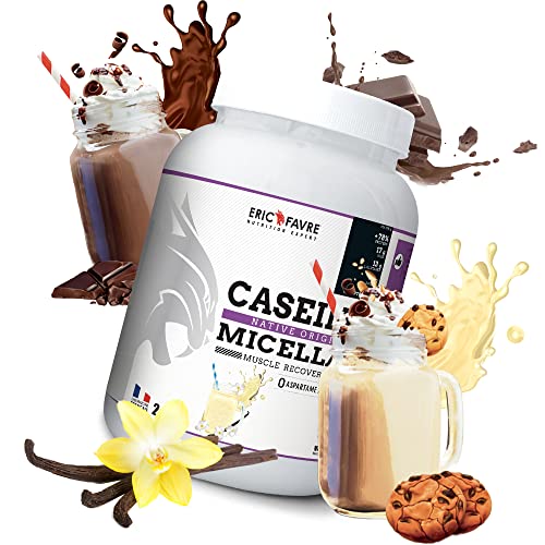 CASEIN + NATIVE ORIGINE - Caséine Micellaire enrichie en HMB, Vitamine B6, Magnésium - Construction Musculaire 1 kg - Laboratoire Eric Favre, Vanille