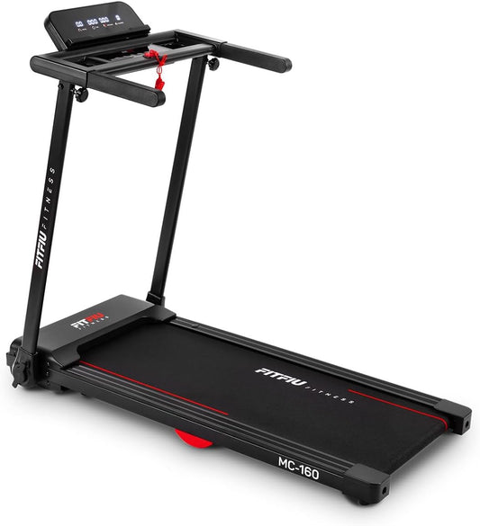 FITFIU Fitness MC-160 - Tapis de Course et de Marche 2 en 1, Tapis de Marche Pliable, 12 programmes, Bluetooth et Haut-parleurs, connectivité App Kinomap, Ultra-Compact pour la Maison/Bureau.