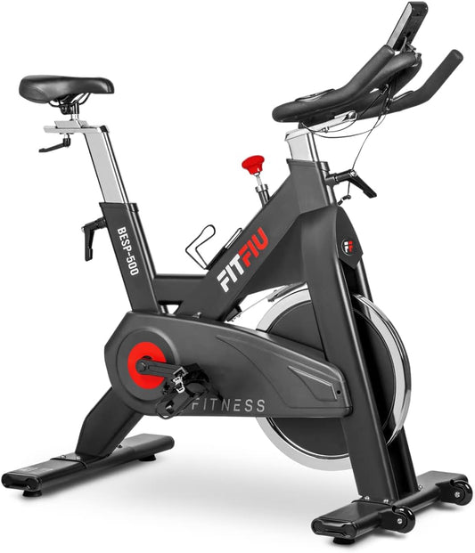 Fitfiu Fitness BESP-500 - Vélo d'intérieur à résistance réglable avec Disque d'inertie de 24 kg, vélo d'entraînement avec Selle réglable, Moniteur de fréquence Cardiaque et écran LCD. (Reconditionné)