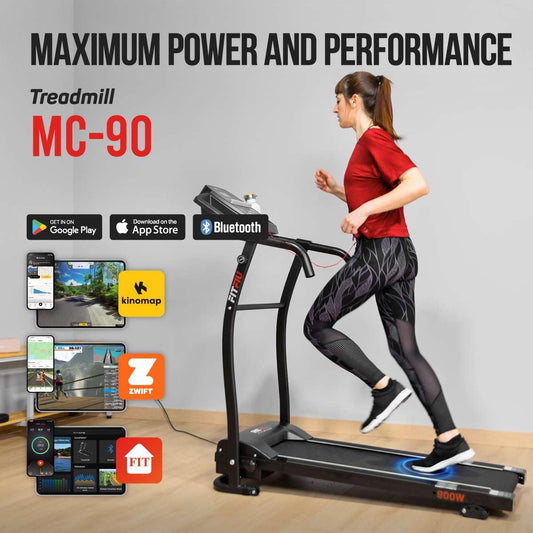 FITFIU Fitness MC-90 - Tapis de Course Pliable, 3 Niveaux d'inclinaison, écran LCD Multifonctions, connectivité App (Zwift, Fitime, Kinomapp), Tapis de Course pour la Maison et Le Bureau