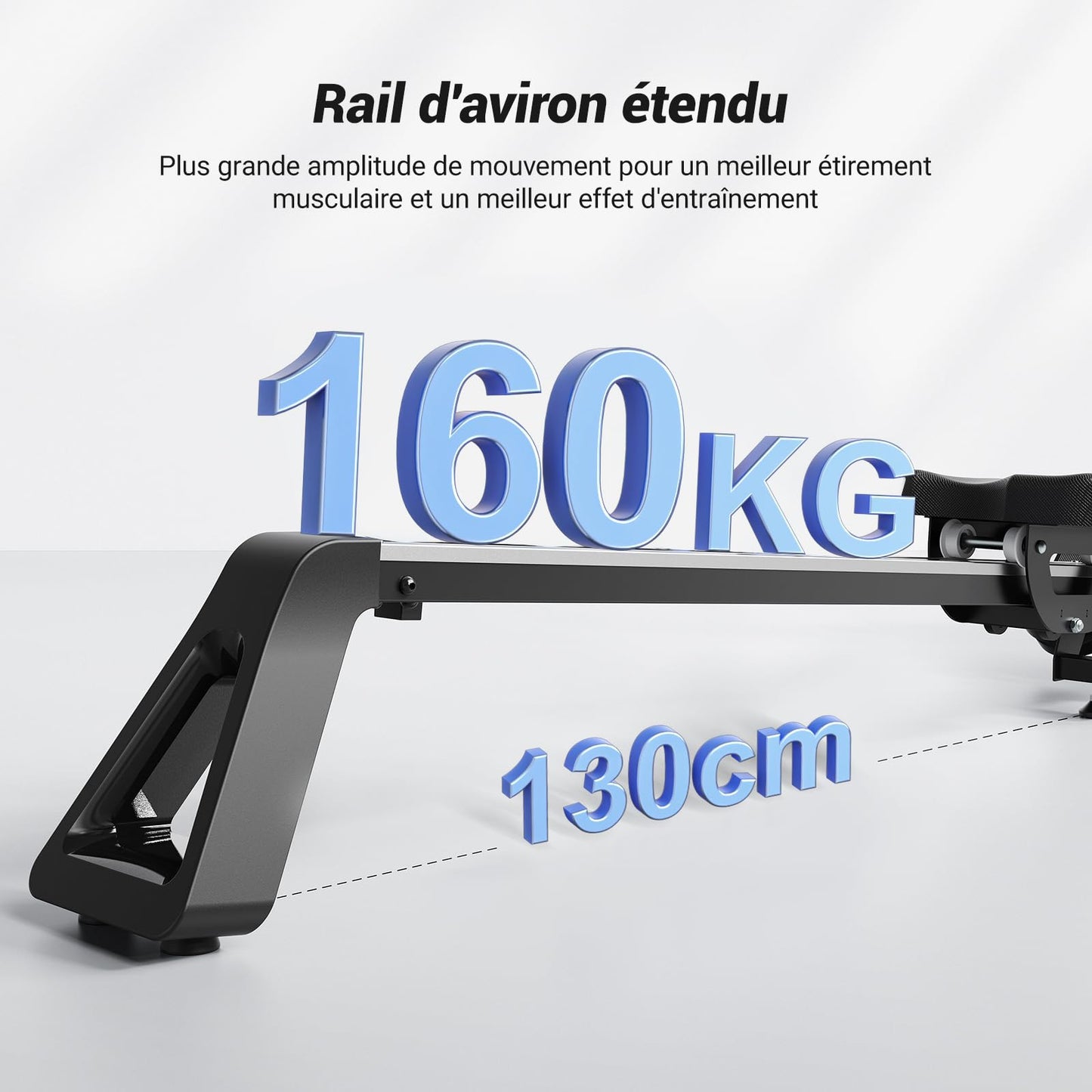MERACH Rameurs pour la Maison, Rameur Silencieux avec Rail Rallongé de 130CM, Rameur Magnétique Puissant à 16 Niveaux et Capacité de Charge de 160KG