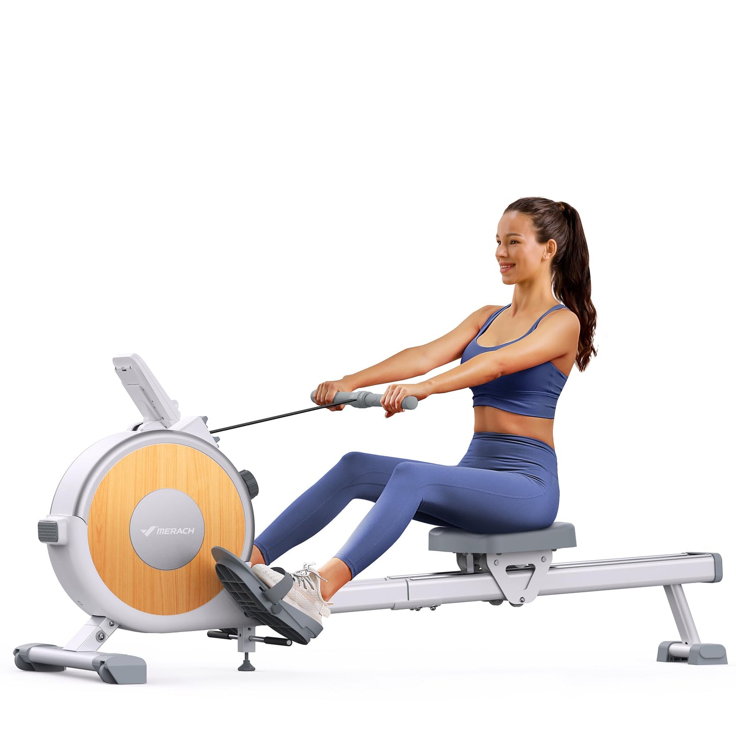 MERACH Rameur Musculation D'appartement, 16 Niveaux de Résistance, Rameur Magnétique Silencieux avec APP Exclusive, Rails Doubles Améliorés pour Plus de Stabilité, Assemblage Facile