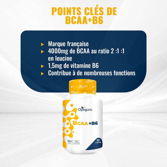 BCAA+B6 - Formule d’Acides Aminés BCAA + Vitamine B6-90 Comprimés