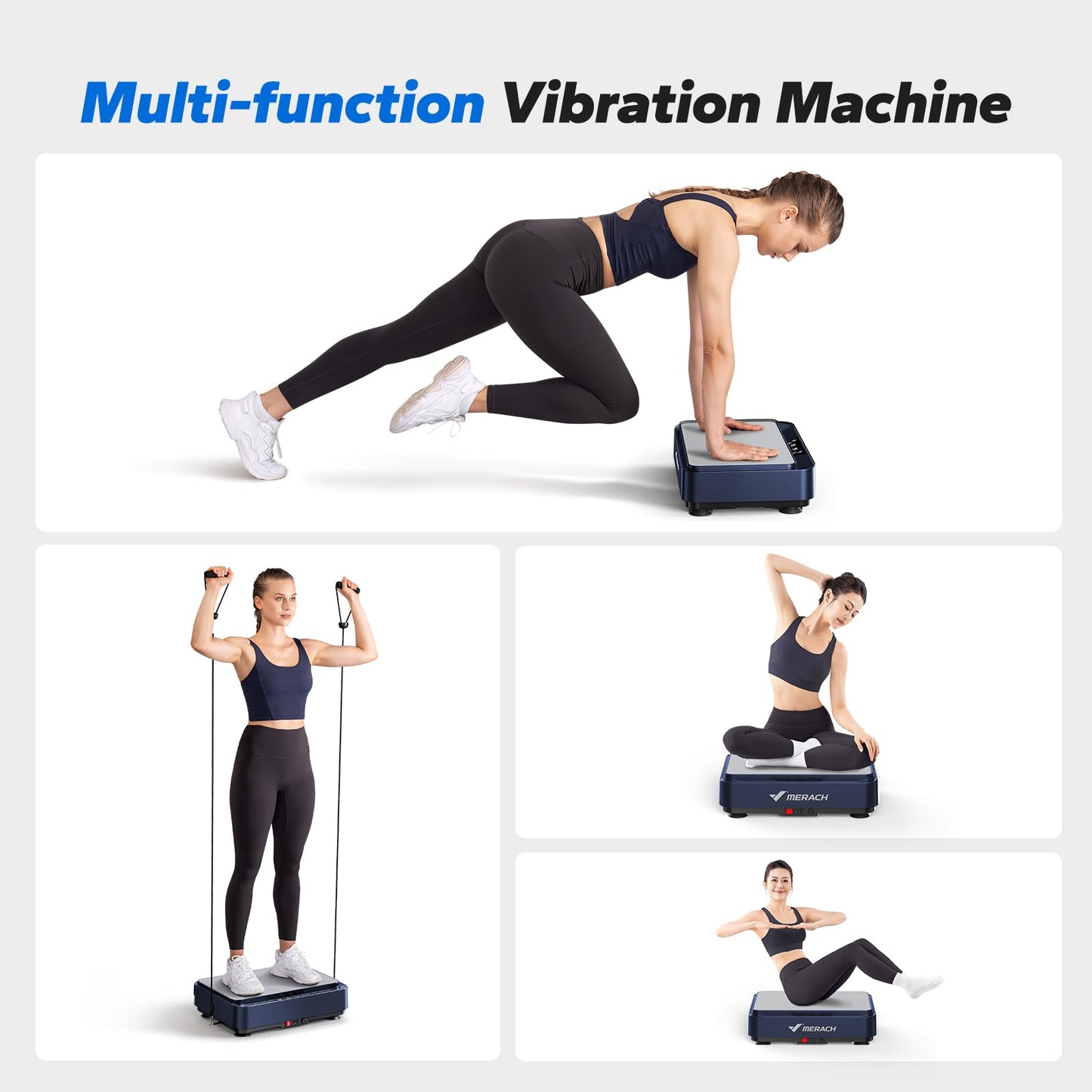 MERACH Mini plateforme vibrante pour perte de poids et sculpture, plateforme vibrante d'entraînement complet du corps pour drainage lymphatique, 1 à 99 niveaux, 9 programmes, contrôle automatique ou