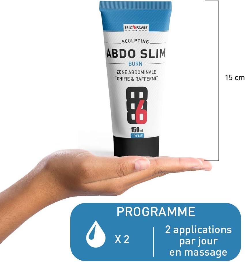 CREME MINCEUR Abdos Slim - Tonifie, Sculpte Le Ventre - Peut Etre Utilisée Sur D'autres Zones à Affiner : Cuisses, Bras, Hanches - Laboratoire Français Eric Favre