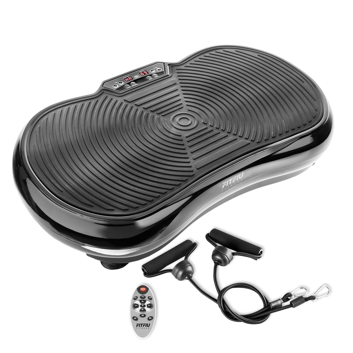 FITFIU Fitness PV-200 - Plateforme vibrante 3D Couleur Gris avec Mouvement sur 3 Plans, Puissance 500w+500w, 180 Vitesses, 5 programmes, 2 Cordons élastiques et télécommande, Poids Max. 150kg