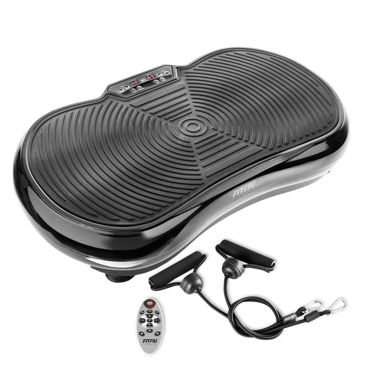 FITFIU Fitness PV-200 - Plateforme vibrante 3D Couleur Gris avec Mouvement sur 3 Plans, Puissance 500w+500w, 180 Vitesses, 5 programmes, 2 Cordons élastiques et télécommande, Poids Max. 150kg