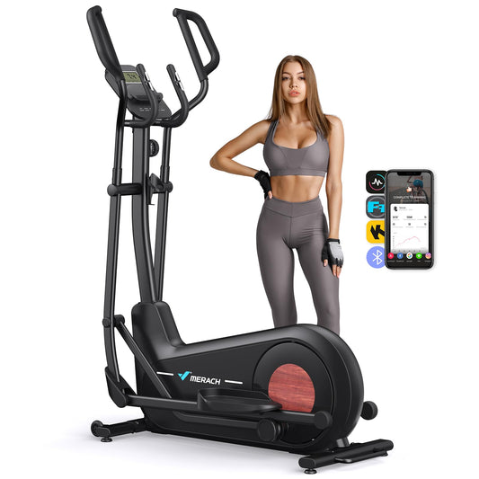 Vélo Elliptique pour Maison avec Longueur de Foulée de 47cm, Elliptique Ultra Silencieux avec Résistance Magnétique à 16 Niveaux, Entraînement d'Endurance, avec App Propre, Charge Jusqu'à 180kg