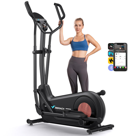 Vélo Elliptique pour Maison avec Longueur de Foulée de 47cm, Elliptique Ultra Silencieux avec Résistance Magnétique à 16 Niveaux, Entraînement d'Endurance, avec App Propre, Charge Jusqu'à 180kg