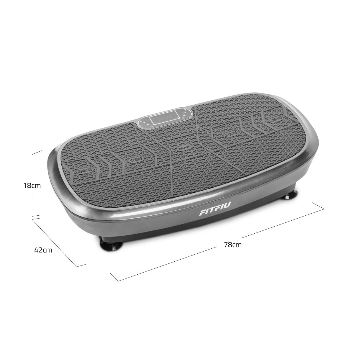 FITFIU Fitness PV-200 - Plateforme vibrante 3D Couleur Gris avec Mouvement sur 3 Plans, Puissance 500w+500w, 180 Vitesses, 5 programmes, 2 Cordons élastiques et télécommande, Poids Max. 150kg