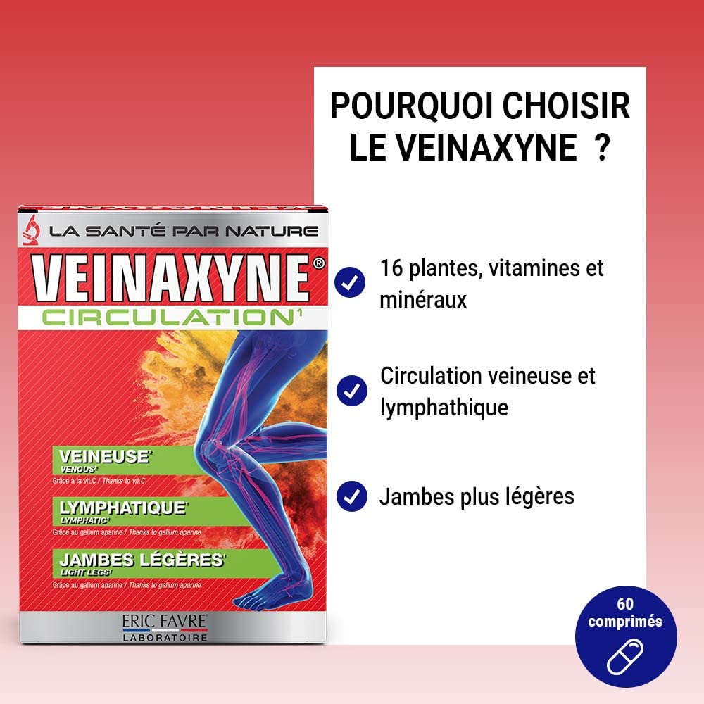Eric Favre Circulation Sanguine Jambes Veinaxyne pour Action drainante Jambes Lourdes et Chevilles Gonflées