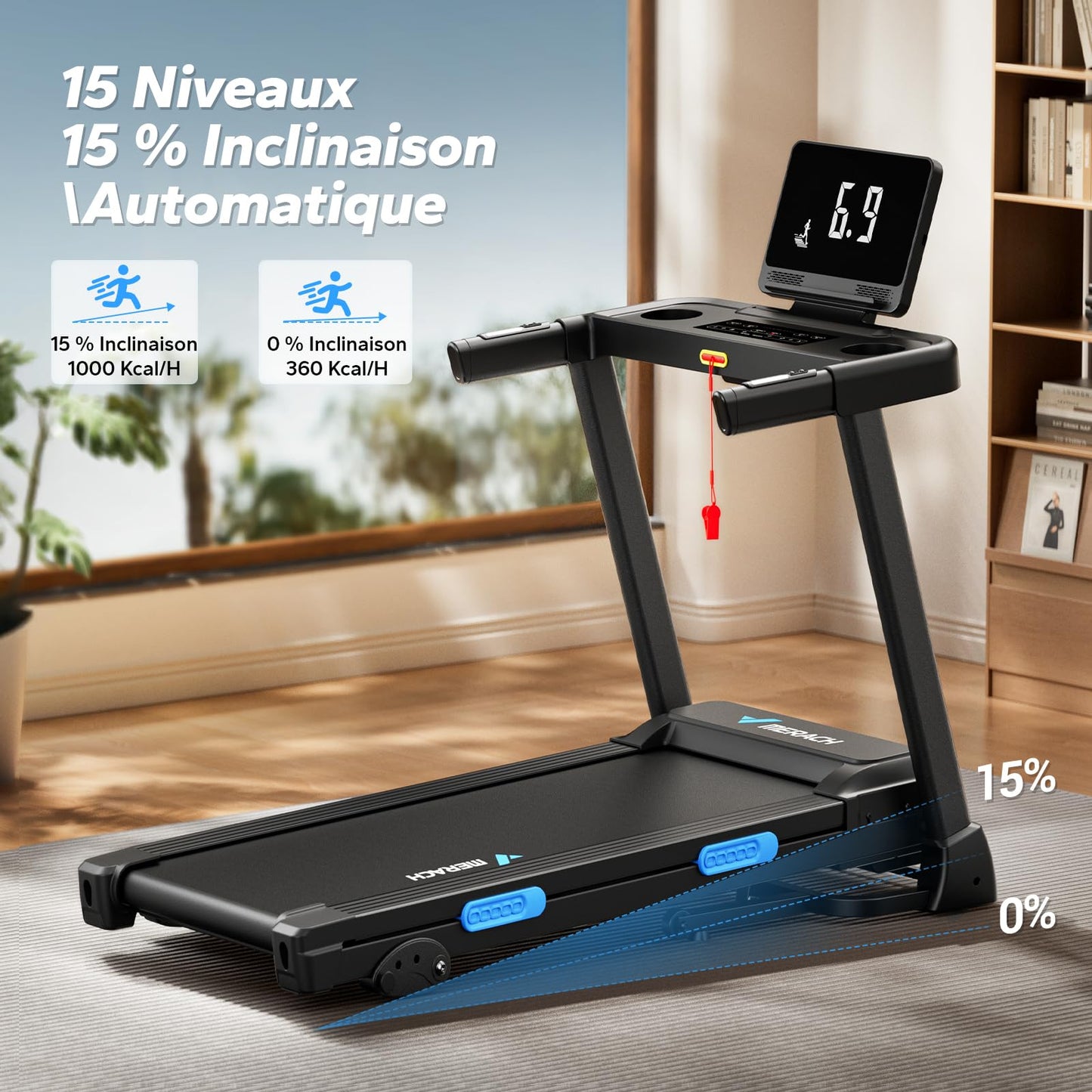 Tapis de Marche,Tapis de Course Pliable Inclinable,2.5HP Vitesse Réglable 0.8-12km/H Walking Pad,Tapis de Marche Inclinable,Treadmill avec Écran LED, Silencieux Exercice à Domicile et au Bureau