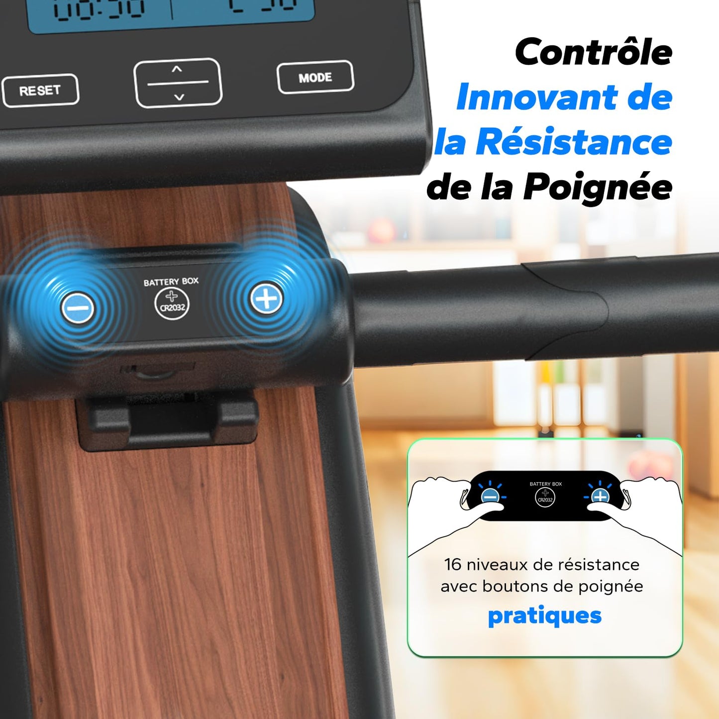 MERACH Rameurs pour la Maison, Rameur Silencieux avec Rail Rallongé de 130CM, Rameur Magnétique Puissant à 16 Niveaux et Capacité de Charge de 160KG