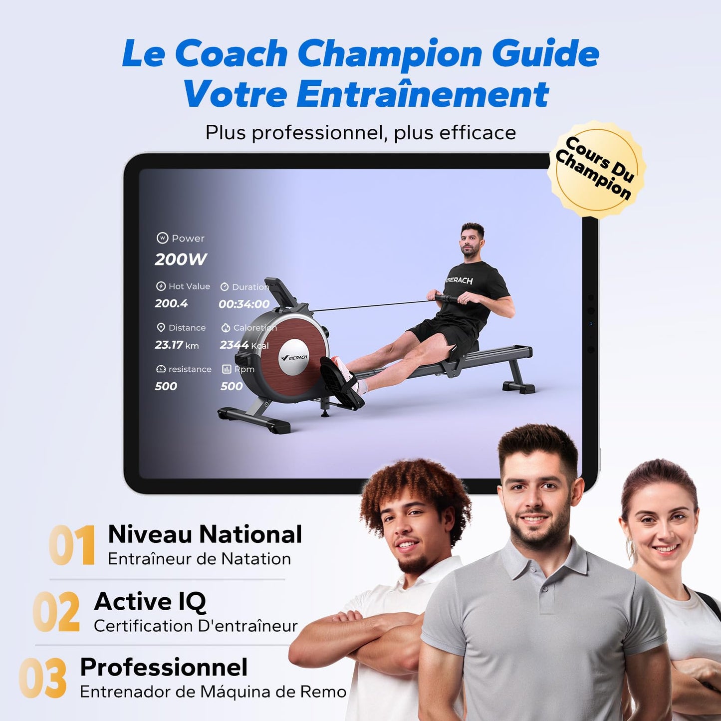 MERACH Rameur Musculation D'appartement, 16 Niveaux de Résistance, Rameur Magnétique Silencieux avec APP Exclusive, Rails Doubles Améliorés pour Plus de Stabilité, Assemblage Facile