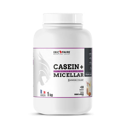 CASEIN + NATIVE ORIGINE - Caséine Micellaire enrichie en HMB, Vitamine B6, Magnésium - Construction Musculaire 1 kg - Laboratoire Eric Favre, Vanille