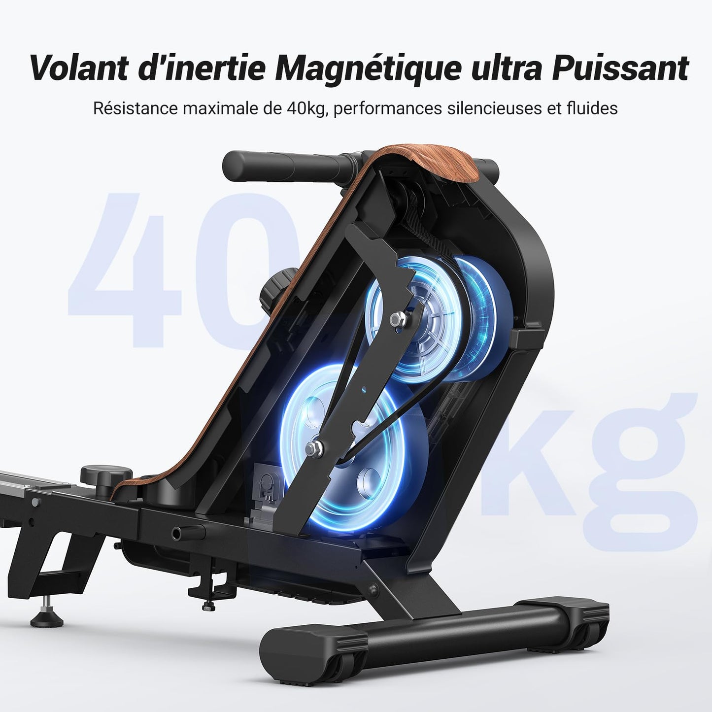 MERACH Rameurs pour la Maison, Rameur Silencieux avec Rail Rallongé de 130CM, Rameur Magnétique Puissant à 16 Niveaux et Capacité de Charge de 160KG