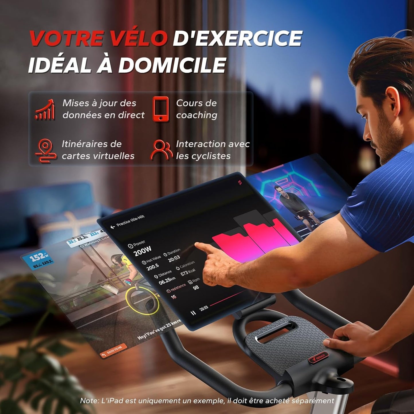 MERACH Vélo d'Appartement avec Résistance Magnétique, Vélo de Fitness d'Intérieur Silencieux avec Siège Confortable Amélioré, Écran LCD, Support Tablette, Application Exclusive, Capacité Max 136 kg