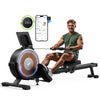 MERACH Rameur Musculation D'appartement, 16 Niveaux de Résistance, Rameur Magnétique Silencieux avec APP Exclusive, Rails Doubles Améliorés pour Plus de Stabilité, Assemblage Facile