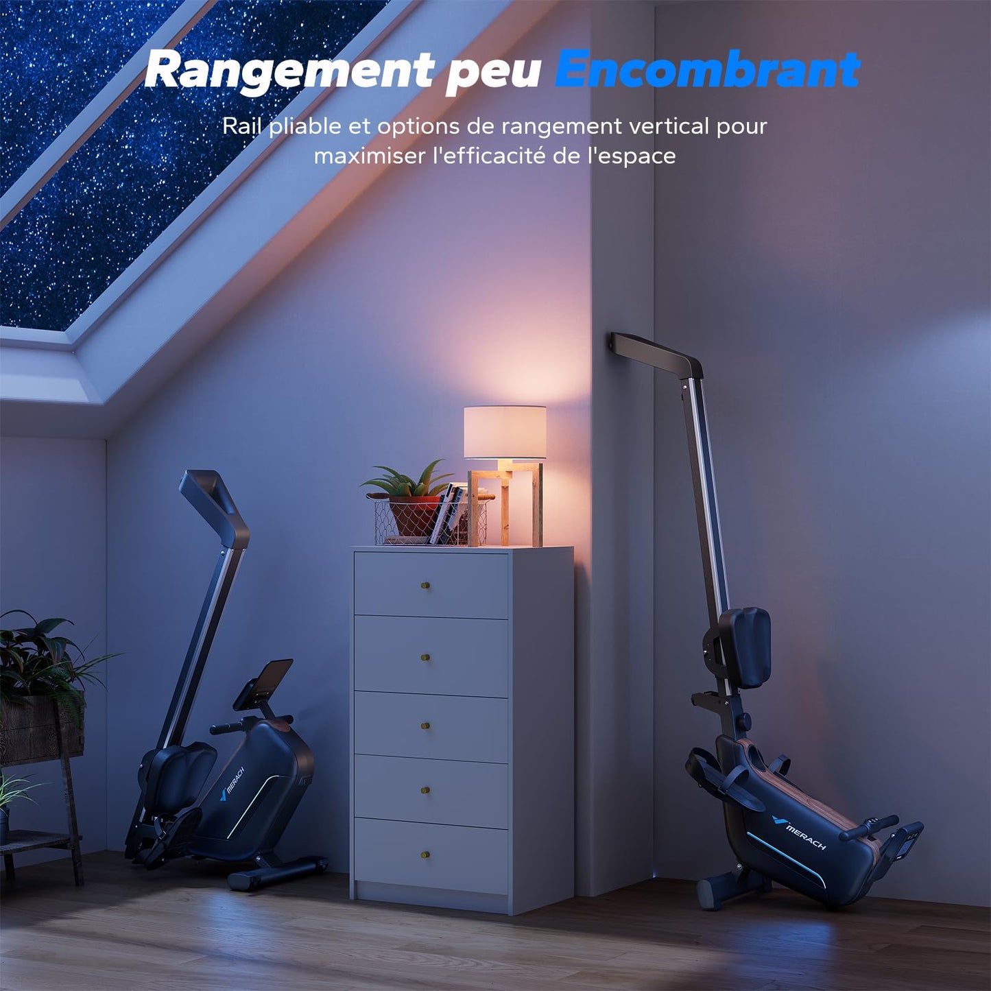 MERACH Rameurs pour la Maison, Rameur Silencieux avec Rail Rallongé de 130CM, Rameur Magnétique Puissant à 16 Niveaux et Capacité de Charge de 160KG