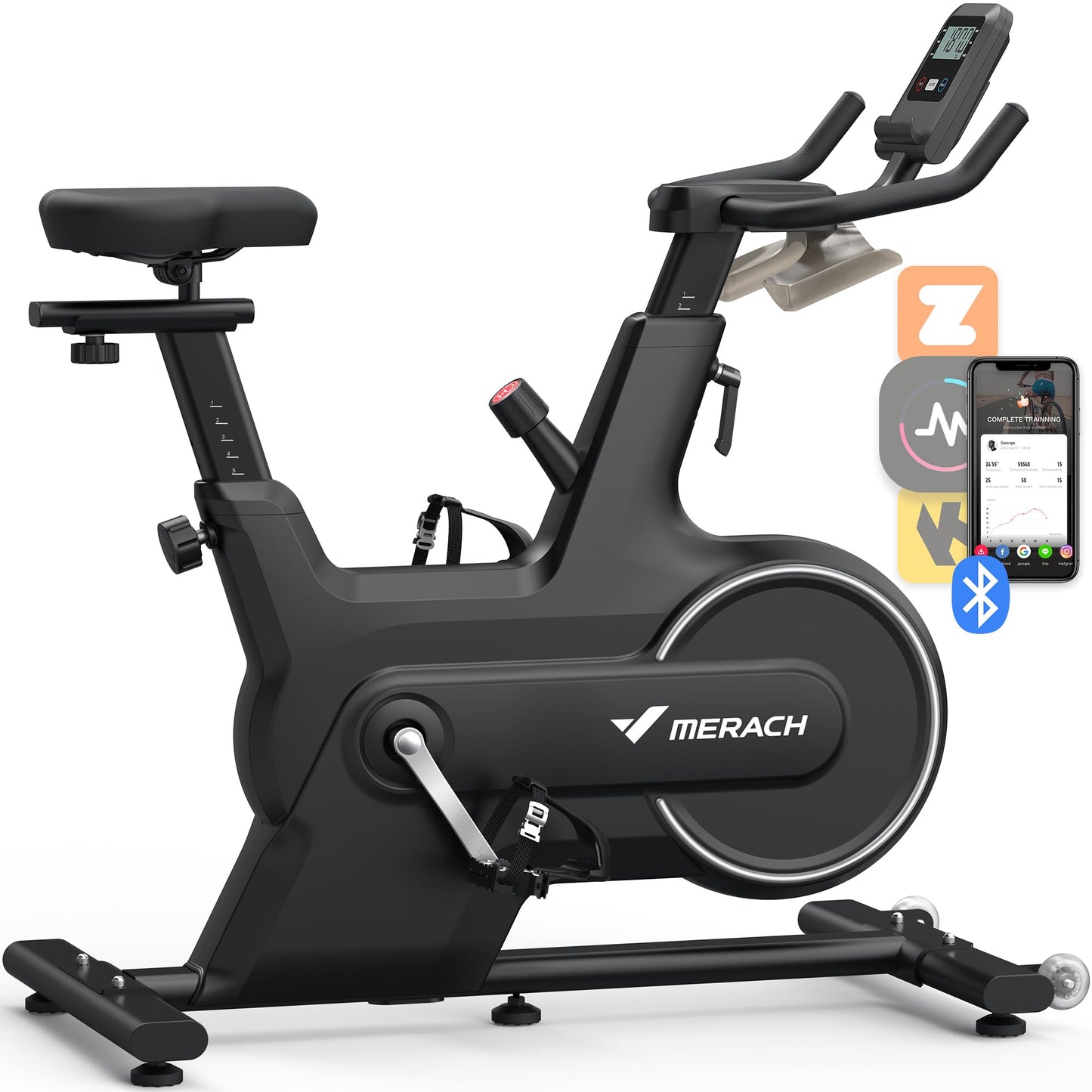 Vélo d'exercice pour la Maison, vélo d'intérieur avec résistance magnétique, vélo Stationnaire Bluetooth avec Suivi des données APP, capacité de Poids de 127 KG et Support pour tablet
