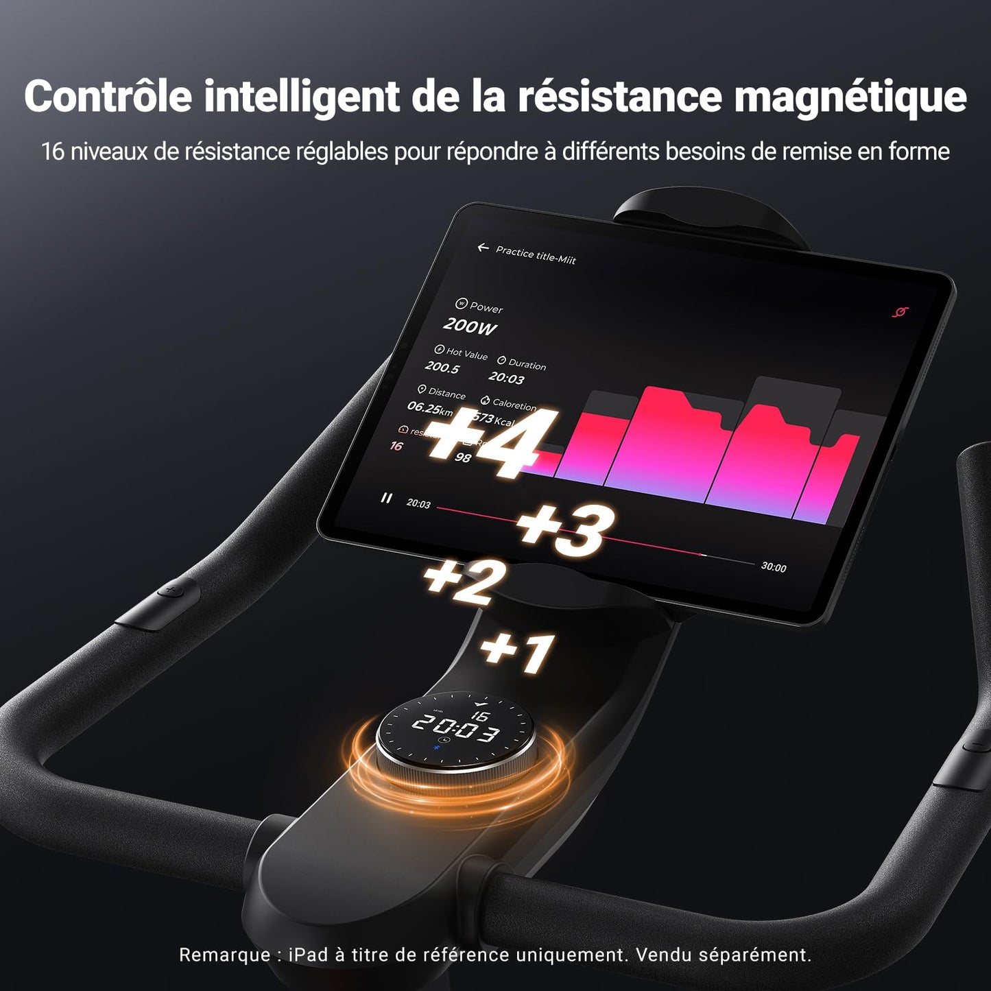 MERACH Vélo d'appartement avec inclinaison réglable ± 6 °, ergomètre silencieux avec résistance magnétique, vélo d'intérieur pour entraînement cardio à la maison, application personnelle, jusqu'à 158
