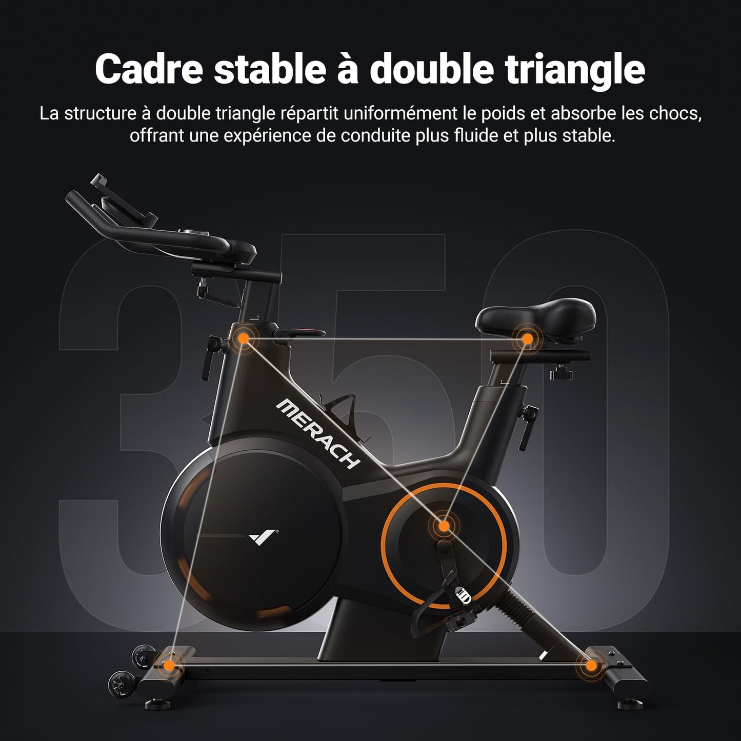 MERACH Vélo d'appartement avec inclinaison réglable ± 6 °, ergomètre silencieux avec résistance magnétique, vélo d'intérieur pour entraînement cardio à la maison, application personnelle, jusqu'à 158