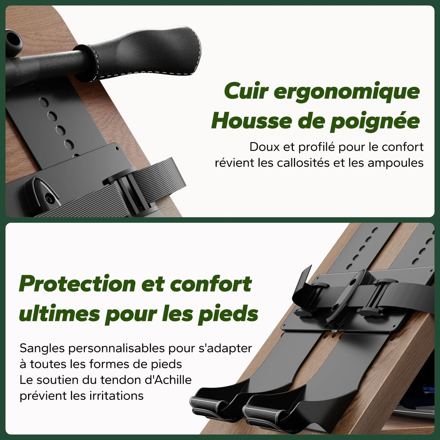 MERACH Rameur d'eau en Bois Pliable, Rameur d'appartement avec Matériau d'arbre en Caoutchouc et Siège Confortable, avec Une APP Exclusive avec Jeu Interactif, Expérience d'aviron Immersive