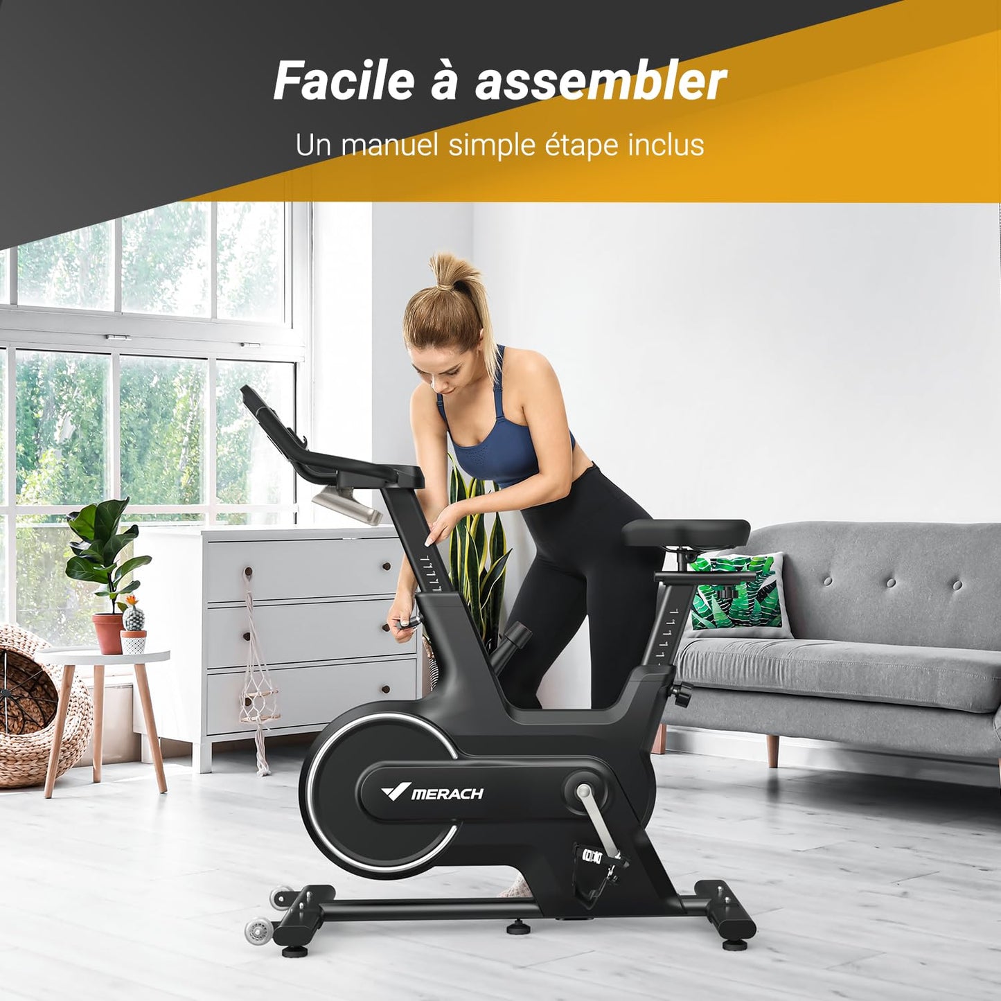 Vélo d'exercice pour la Maison, vélo d'intérieur avec résistance magnétique, vélo Stationnaire Bluetooth avec Suivi des données APP, capacité de Poids de 127 KG et Support pour tablet