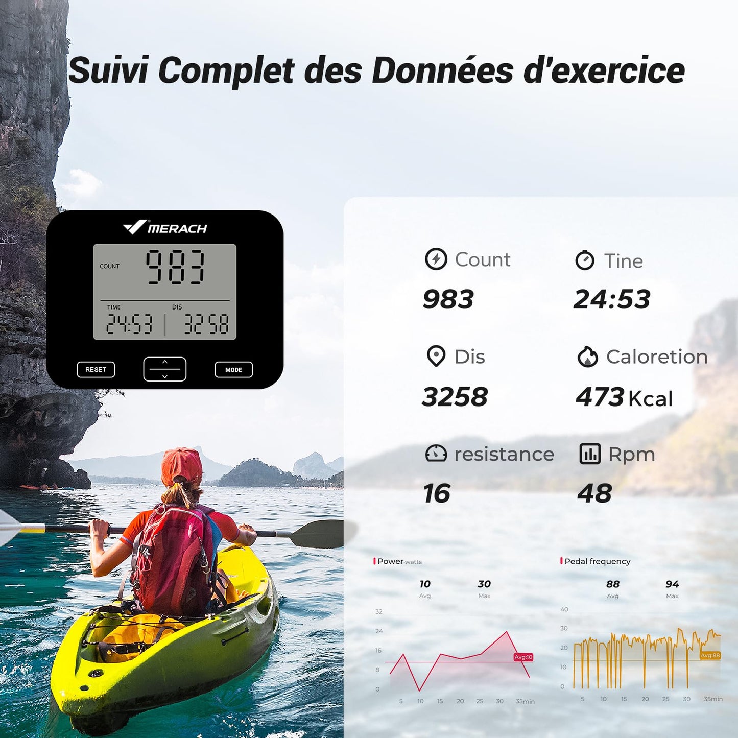 MERACH Rameurs pour la Maison, Rameur Silencieux avec Rail Rallongé de 130CM, Rameur Magnétique Puissant à 16 Niveaux et Capacité de Charge de 160KG