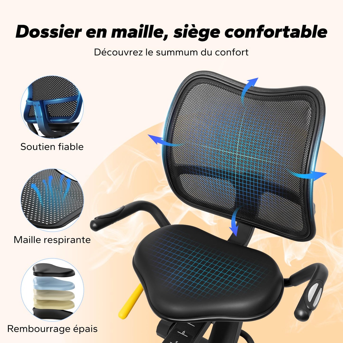 MERACH Vélo d'Appartement, Vélo Couché Magnétique à 8 Niveaux de Résistance Réglables, Vélo de Fitness Léger de Type Commercial pour Maison, Exclusive à l'App, Écran LCD, Capteurs Cardiaque