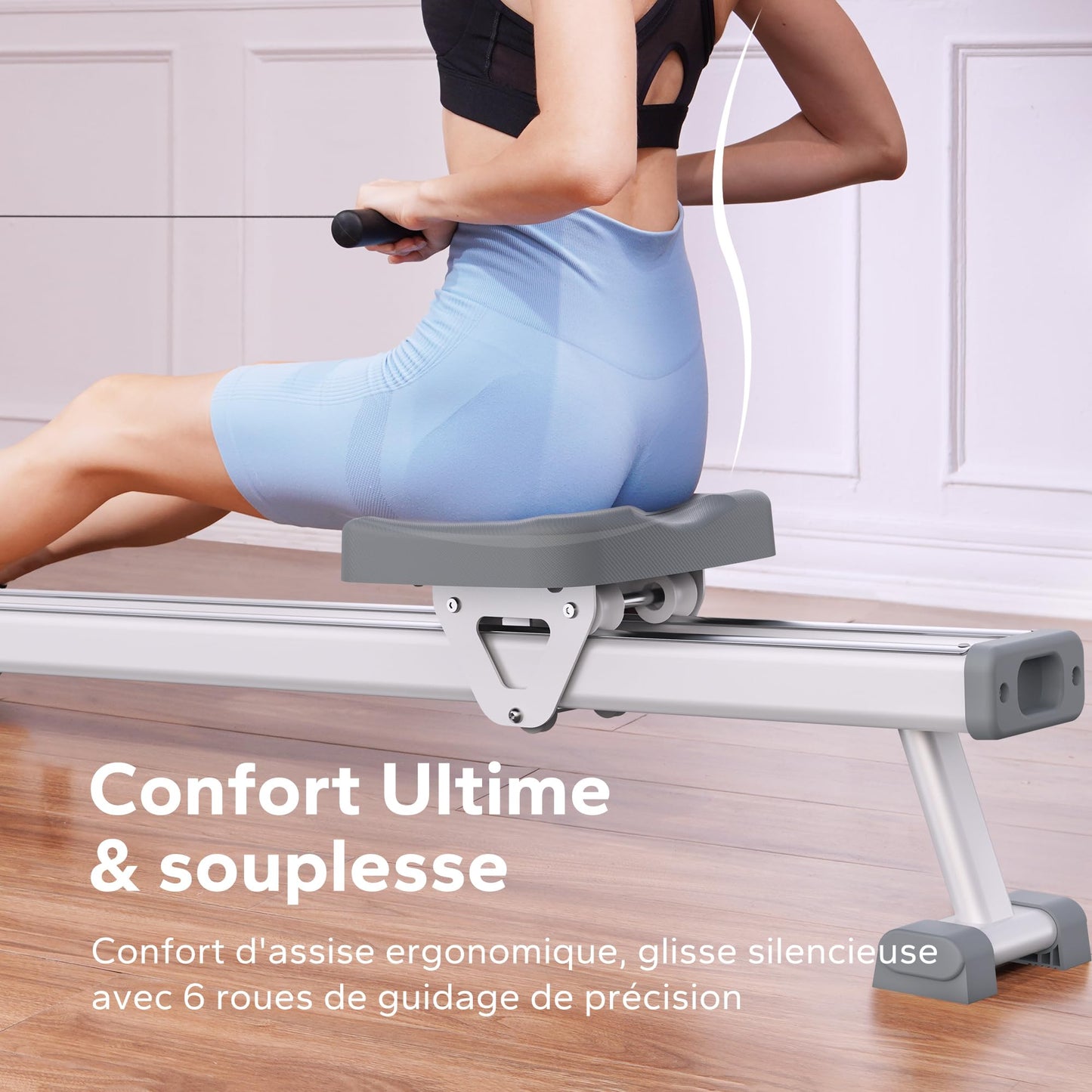 MERACH Rameur Musculation D'appartement, 16 Niveaux de Résistance, Rameur Magnétique Silencieux avec APP Exclusive, Rails Doubles Améliorés pour Plus de Stabilité, Assemblage Facile