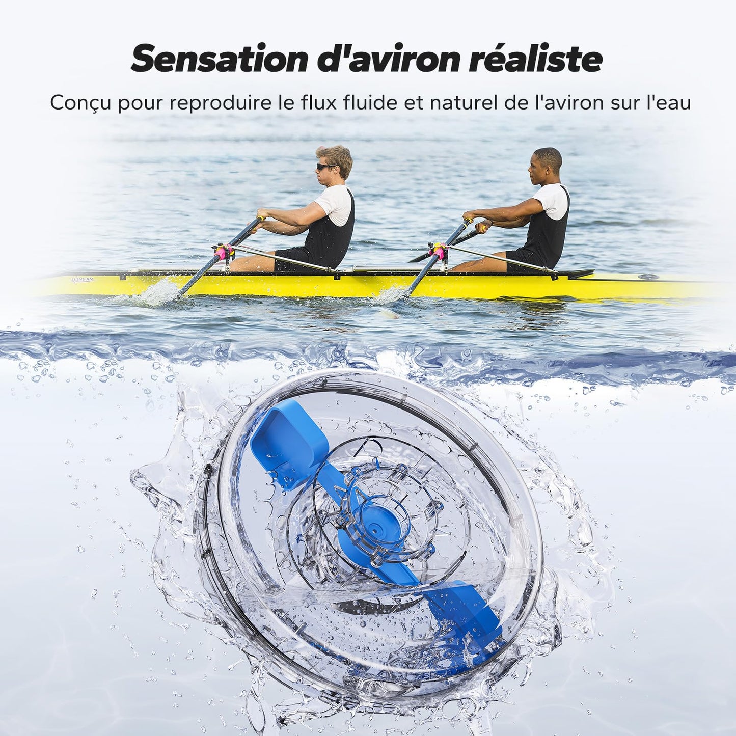 MERACH Rameur d'eau en Bois Pliable, Rameur d'appartement avec Matériau d'arbre en Caoutchouc et Siège Confortable, avec Une APP Exclusive avec Jeu Interactif, Expérience d'aviron Immersive