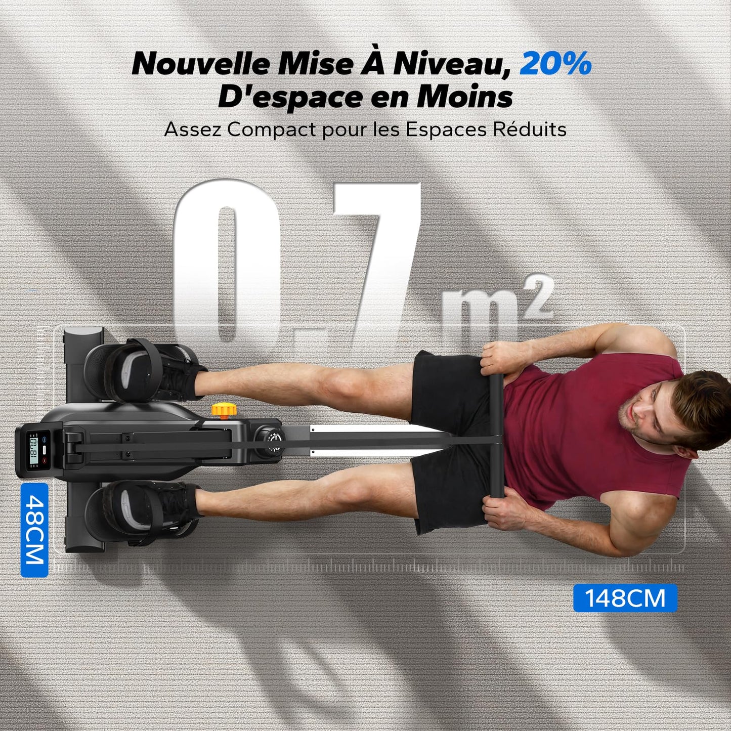 Rameur D'appartement avec Carte Interactive Exclusive de l' APP et Jeux, Apparence Semblable à Un Requin, Expérience de Rame Intense, Gain de Place, Adapté à L'entraînement du Corps Entier